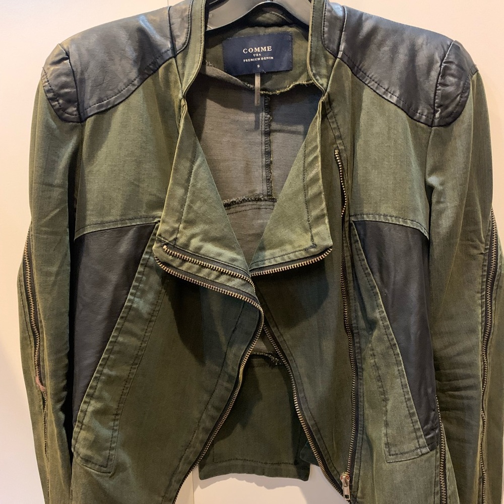 Green blazer jacket leather coat olive green